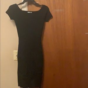 black ribbed dress